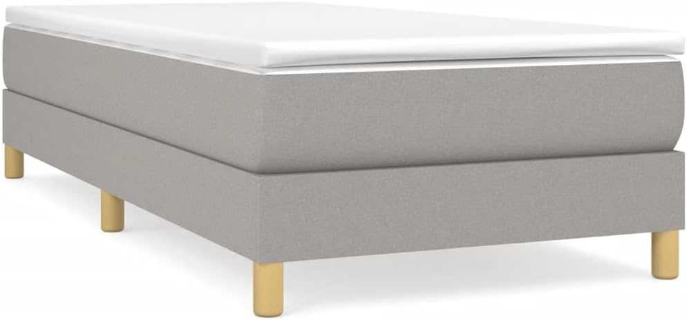 Light Gray Polyester Twin XL Bed Frame with Plywood and Engineered Wood Construction, Sturdy Durable Fabric Breathable Material for Modern Bedroom, Sleek Matte Finish Easy