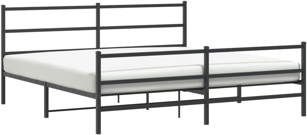 Metal Bed Frame King Size Black Steel Platform Bedframe with Footboard & Underbed Storage Space for Bedroom Furniture