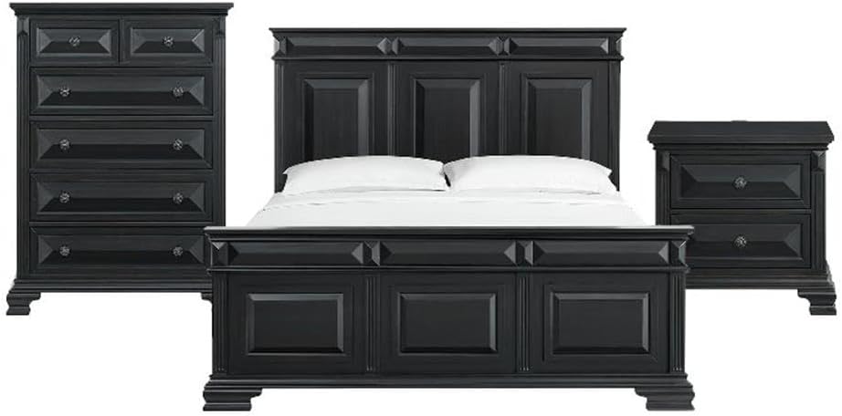 Picket House Furnishings Sumner King Panel 3PC Bedroom Set in Black