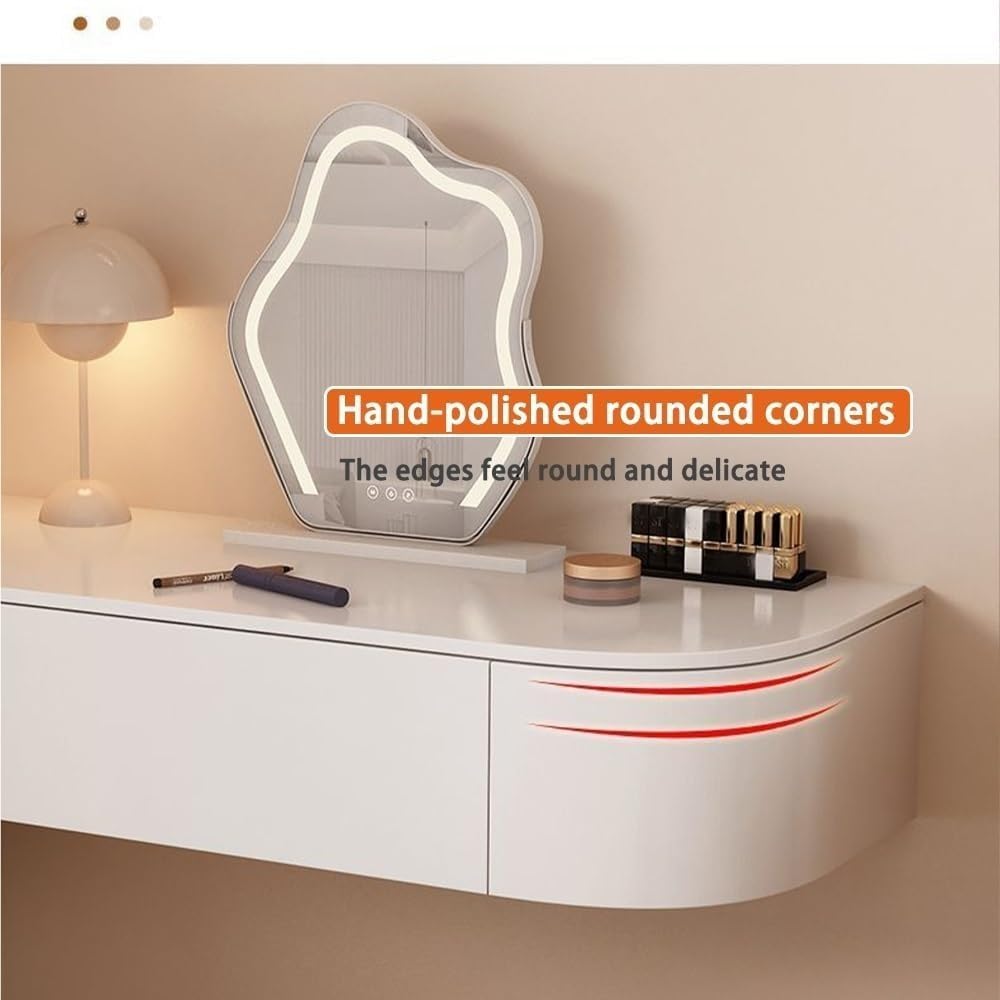 Wall Mounted Floating Vanity Table with Drawer Minimalist Makeup Desk Modern Corner Floating Dresser for Room Small Spaces Solid Construction(100 cm)