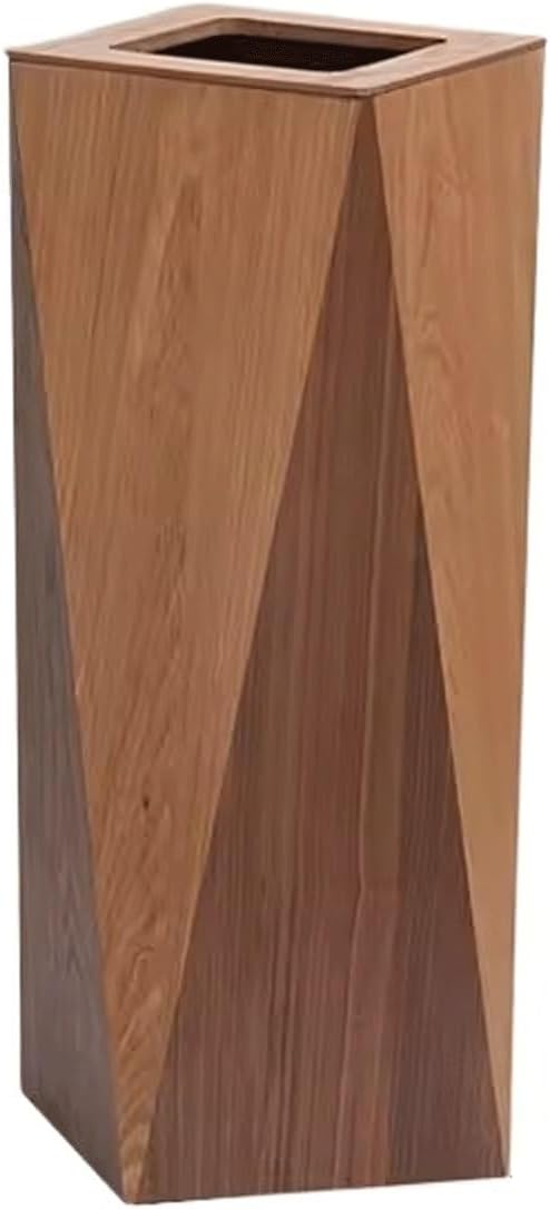 Wooden Trash Can with Diamond Design High Grade Household Waste Basket for Living Room Office and Bathroom Smart and Stylish Garbage Bin for Home or Work (Mixed Colors)