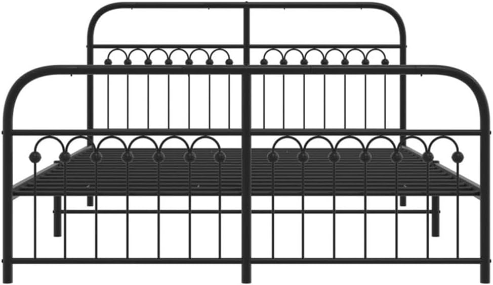BOWERY HILL Contemporary Engineered Wood King Bed Frame, Black Powder-Coated Finish, Durable Steel Construction, Includes Headboard and Footboard, Classic Bedroom Furniture, Easy Assembly, 661 lbs