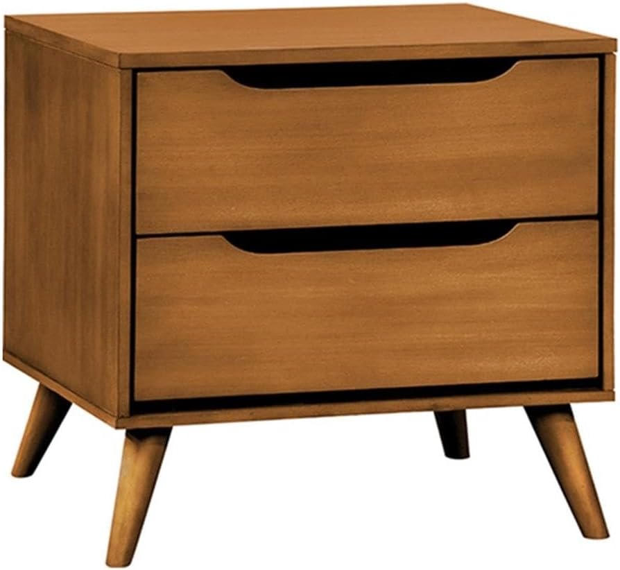 Furniture of America FOA Belkor 2-Piece Oak Solid Wood Bedroom Set - Cal King + Nightstand