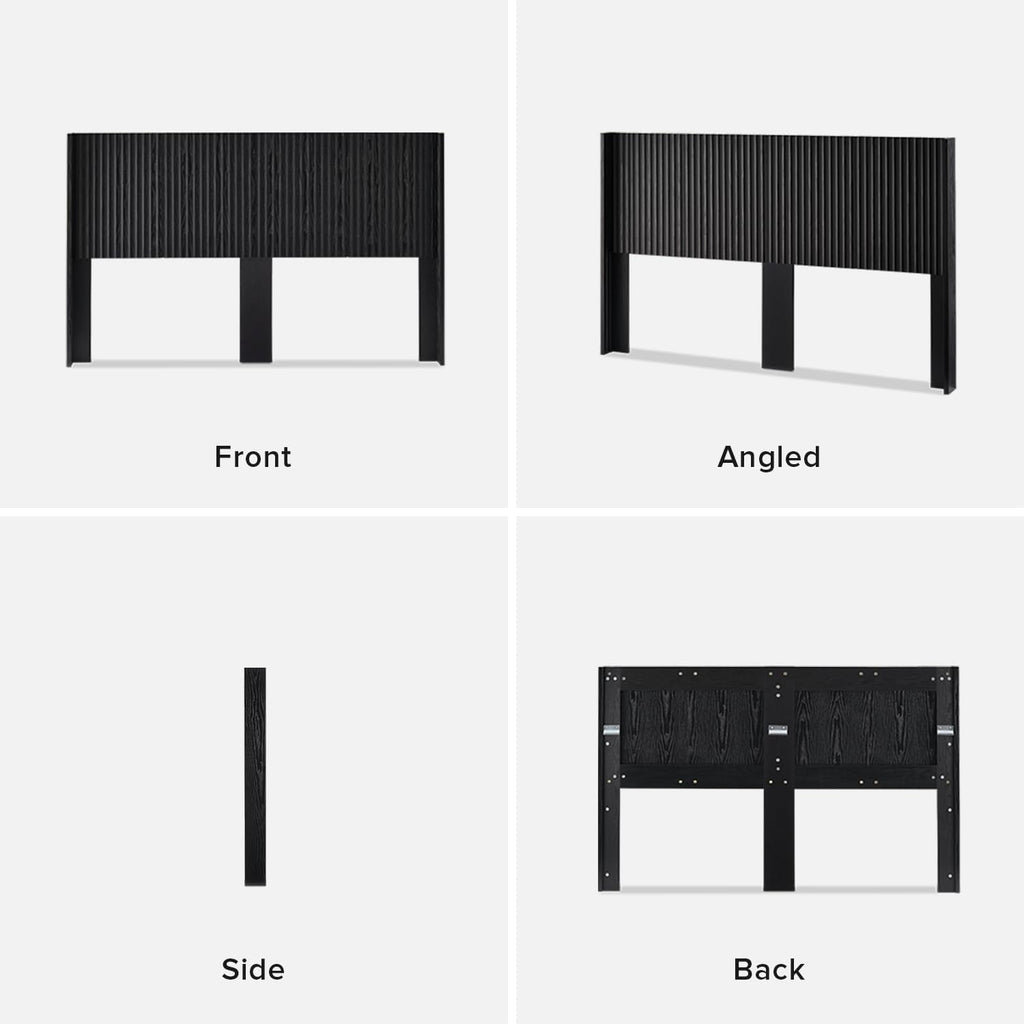 mopio Brooklyn Fluted Panel Wingback Headboard 80.8' - Wall Mount Headboard for King Bed, Modern Farmhouse Bedroom Decor, 4-Panel Assembly (Black Oak, King)
