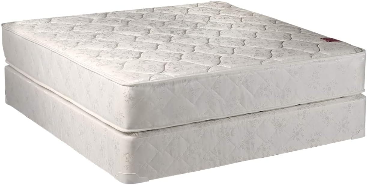 DS Solutions USA Legacy Double-Sided King Size Mattress and Low 5' Height Box Spring Set with Metal Bed Frame - Quilted Fabric Cover, Spine Support, Orthopedic Type, Longlasting Comfort