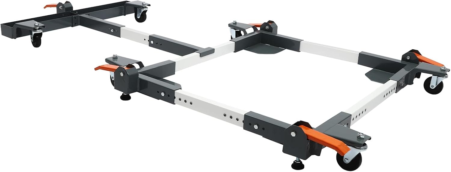 Adjustable Universal Mobile Base 600lbs Capacity Mobile Tool Base with 6 Swivel Wheels Heavy Duty Steel Mobile Base Stand for Small Mechanical Equipment