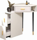Corner Makeup Vanity Wood with Open Shelf and Drawers Multifunctional Large Storage Cabinet for Cosmetics Organization-A