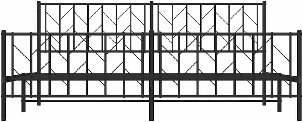 Black Powder-Coated Steel Double Bed Frame 76 x 80 Inches, Sturdy Metal Bed Base with Classic Design for Indoor Bedroom, Easy Assembly, Durable Construction, Supportive