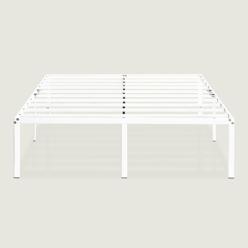 Best Price Mattress 18 Inch Metal Platform Bed Frame, Heavy Duty Steel Slats, White, Full