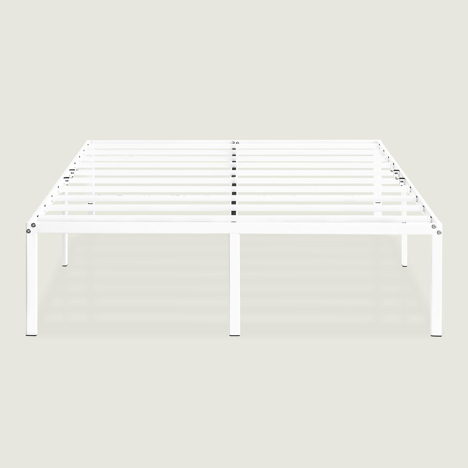Best Price Mattress 18 Inch Metal Platform Bed Frame, Heavy Duty Steel Slats, White, Full