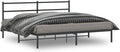 Modern Full Bed Frame with Sleek Headboard, Black Powder-Coated Steel Platform for Mattress Support, 4-Piece Sturdy Metal Frame Set for Bedroom, Durable Construction and Easy