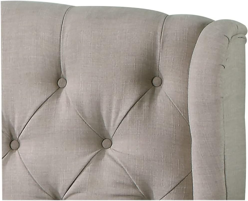 Best Master Furniture Yvette Upholstered Tufted with Wingback Platform Bed King Beige