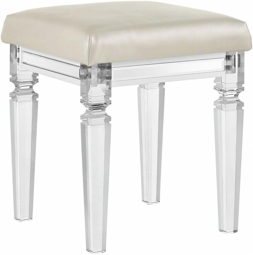 Picket House Furnishings Charlotte Vanity Stool with Acrylic Leg