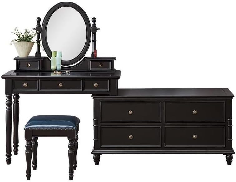 GUERNSEY Dressing Tables Wooden Retro Dressing Table with Cabinet Bedroom Corner Dressing Table with Stool Vanity for Dressing