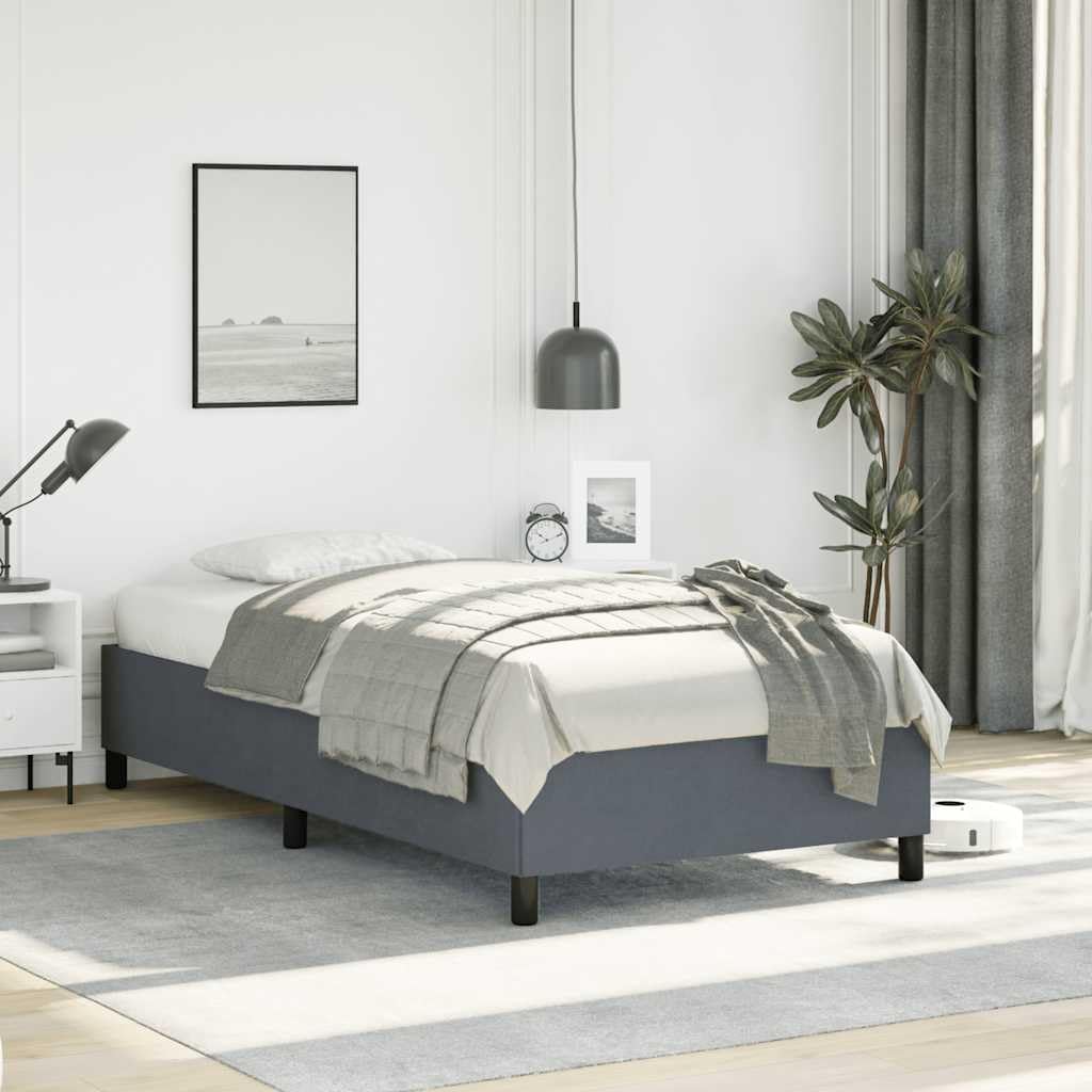 Twin XL Velvet Bed Frame Dark Grey with Plywood and Engineered Wood Construction, Modern Upholstered Platform Bed for Bedroom, Space Efficient Design with Adjustable Options