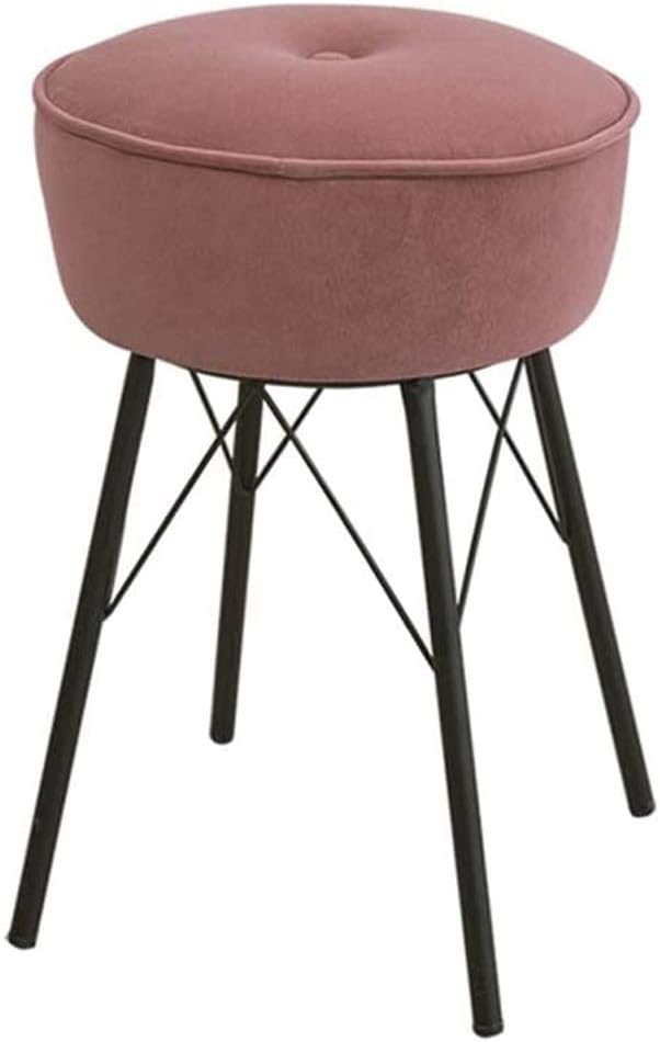 BTZHY Vanity Chair,Makeup Stool，for Bathroom Bedroom Dresser, Round Modern Fabric Vanity Bench Footstool/K Green