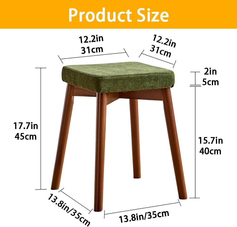 Upholstered Vanity Bench Set - Solid Wood Stool with Soft Cushion Seat for Living Room, Dining Room, Entryway, Bedroom, Home Decor