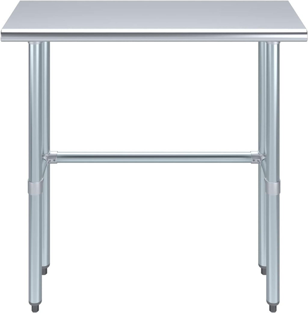 36' x 14' Open Base Stainless Steel Work Table – NSF Certified Commercial Prep Table with Galvanized Legs for Kitchens, Labs & Food Trucks