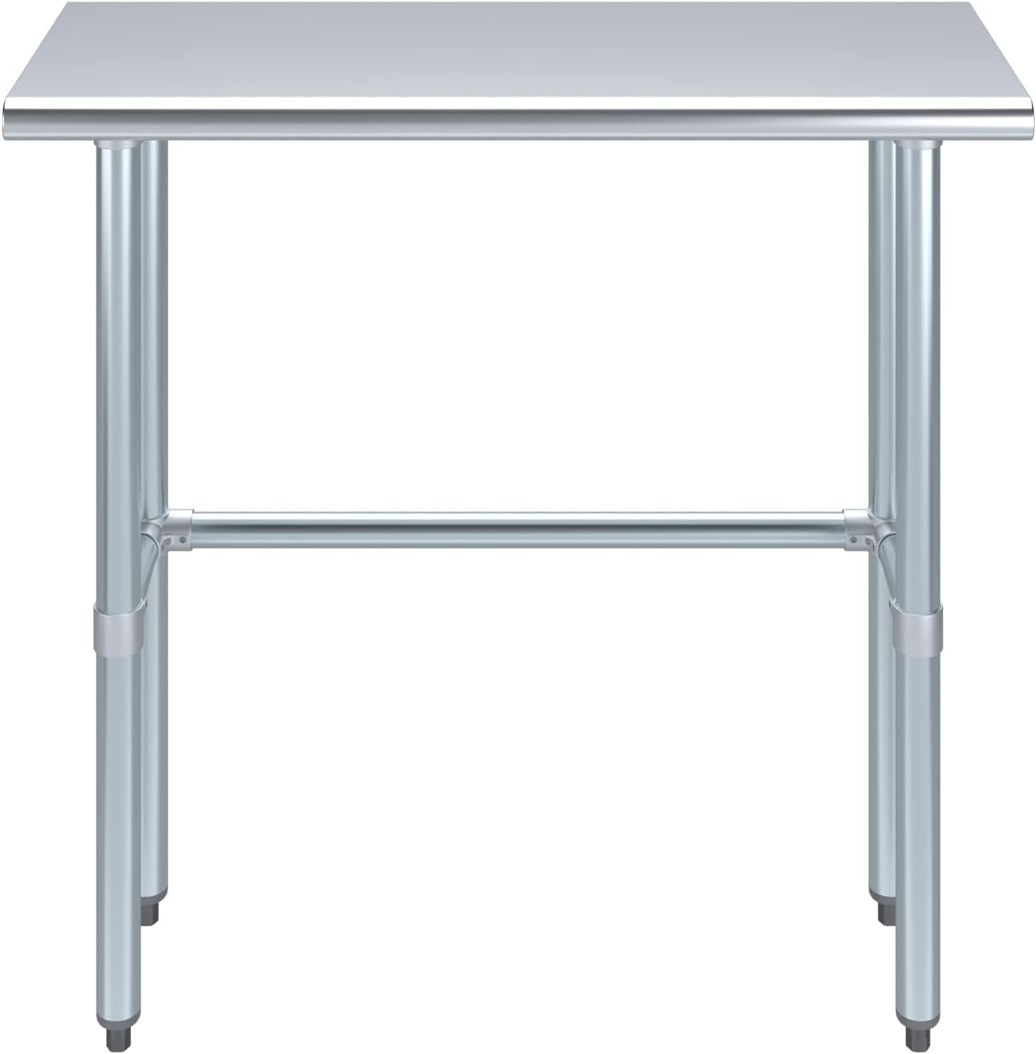 36' x 14' Open Base Stainless Steel Work Table – NSF Certified Commercial Prep Table with Galvanized Legs for Kitchens, Labs & Food Trucks