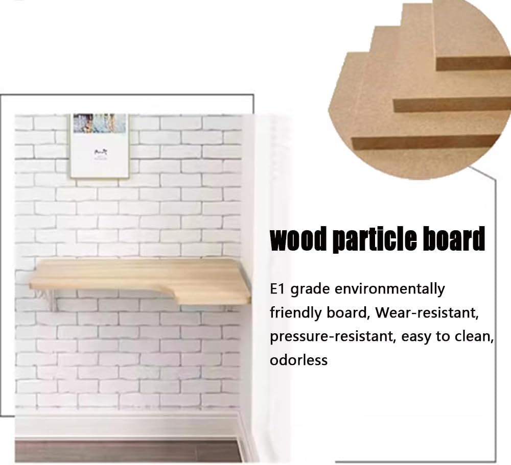 Wall Mount Corner Workbench Folding Wall Shelf L Shaped Desk Wall Mounted Folding Table Wooden Fold Down Floating Desk for Study Writing Gaming(Walnut,80x60cm/31.5x23.6in)