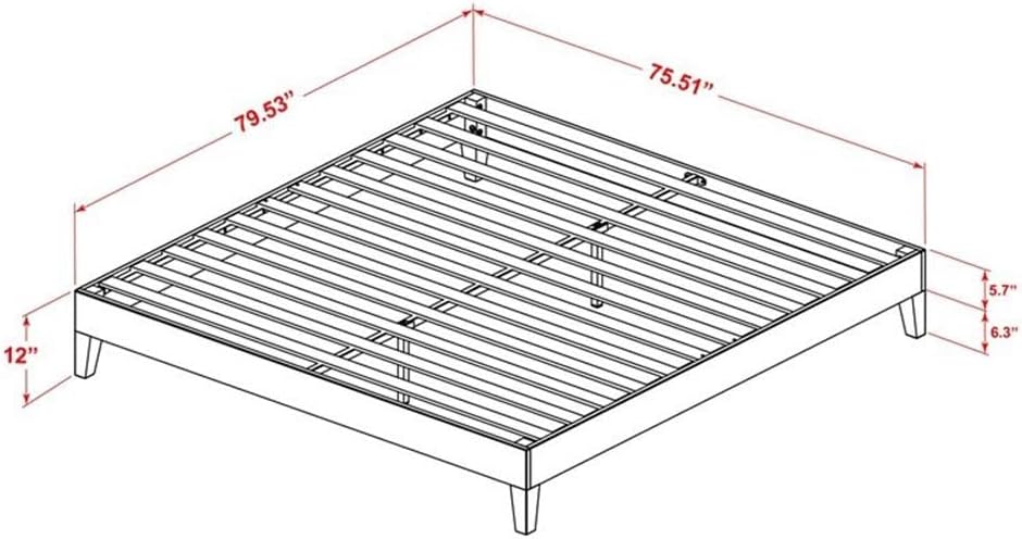 East West Furniture NVP-23-K King Size Bed Frame with 4 Hardwood Legs and 2 Extra Center Legs - Oak Finish
