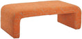 Pemberly Row Modern Solid Wood Vanity Bench, Abstract Orange Polyester Fabric, Rubberwood Frame, Durable Construction, Contemporary Design, Ideal for Living Room, Bedroom, or Entryway