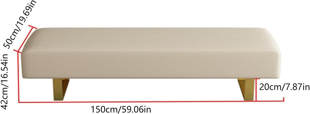Bedroom End of Bed Bench End Of Bed Bench, Modern Entry Bench, Faux Leather Upholstered Dining Room Bench, Bedroom Bench With Metal Legs Ottoman Foot Rest Couch Long Bench ( Color : B , Size : 150*50*
