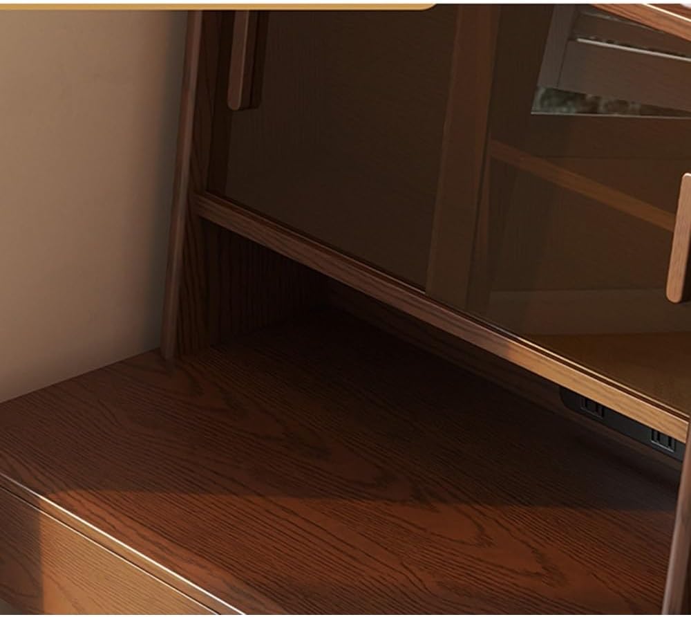Dressing Table Vintage Solid Wood Vanity Dresser Set - Chic French Corner Makeup Table with Storage Cabinet