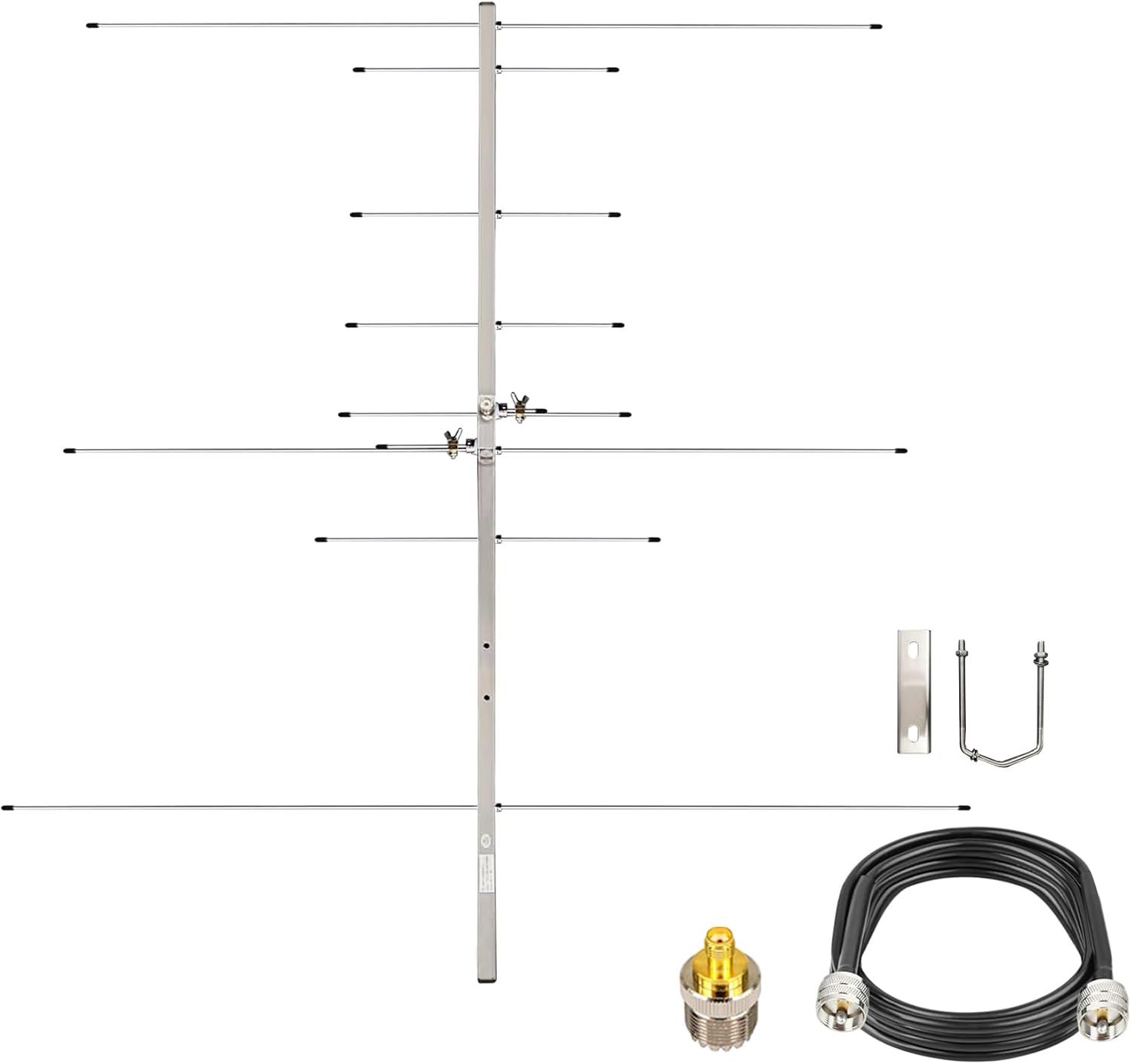 Dual Band Yagi Antenna for Ham Radio 2m 70cm VHF UHF, High Gain 8 Elements Outdoor Base Antenna with 32ft Cable for Repeater System & Mobile Radio