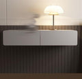 Wooden Floating Makeup Vanity with Drawers, Modern Wall Mounted Desk, Floating Vanity Makeup Table for Living Room Bedroom(Gray,31.5IN)