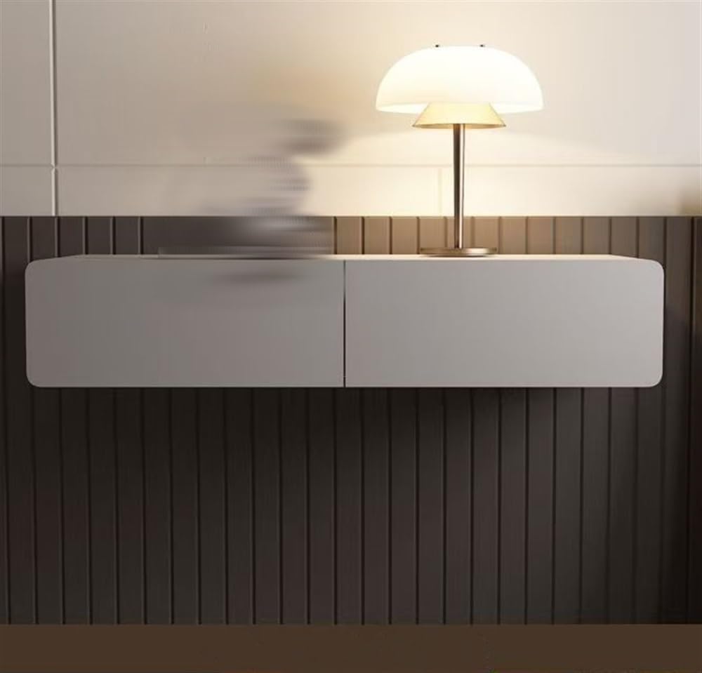 Wooden Floating Makeup Vanity with Drawers, Modern Wall Mounted Desk, Floating Vanity Makeup Table for Living Room Bedroom(Gray,31.5IN)