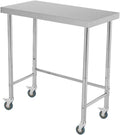 GarveeLife Stainless Steel Table, 18'x36'x35' Utility Work Tables, Commercial Kitchen Prep Table with Locking Casters and Open Base Single Tier, for Restaurant, Garage, Workshop, Silver