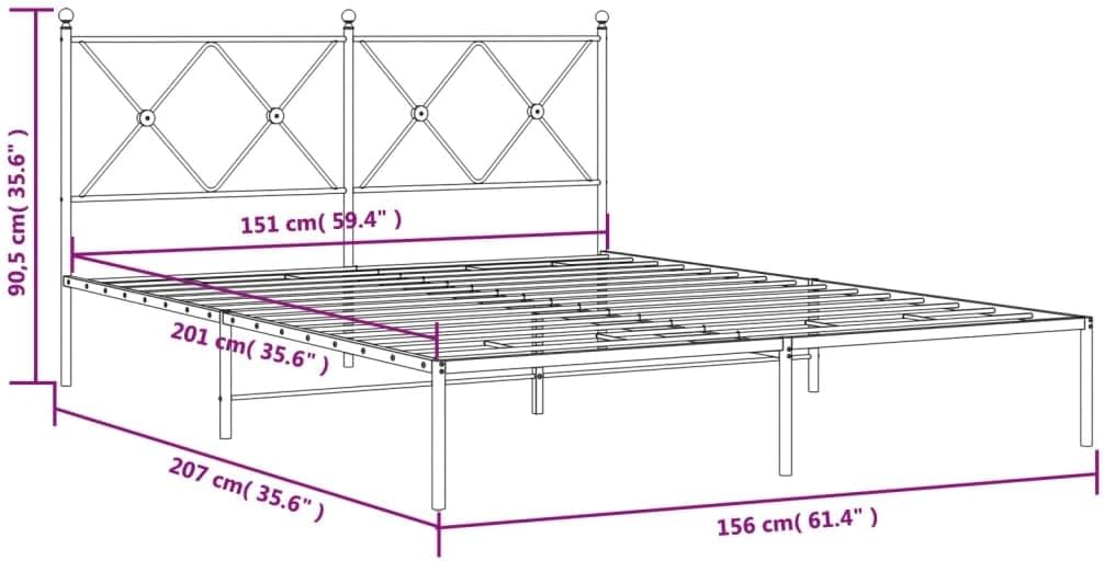 Black Powder-Coated Steel King Bed Frame Rectangular Modern Sturdy Design 4-Piece Set for Bedroom Support