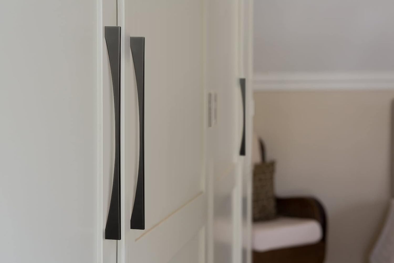 Goo-Ki Matt Black Cabinet Pull, 12.6''(320mm) Hole Center Modern Minimalist Cabinet Handle,Zinc Alloy Drawer Handle for Wardrobe Cabinet 6 Pack 074YB