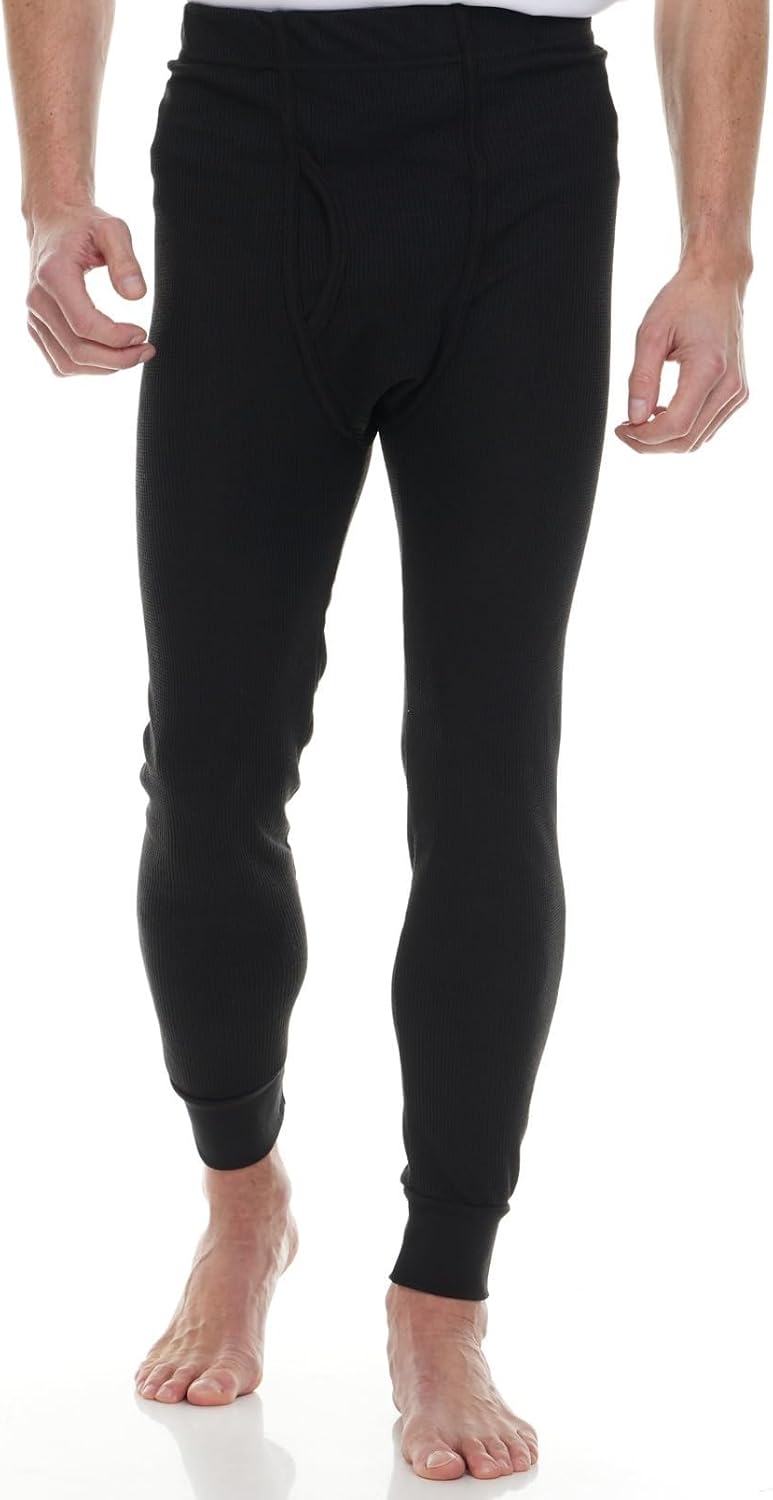 6 Pack of 2pc Thermal Sets for Men, Base Layer Long Johns Underwear, Top & Bottom, Cotton, Solid Colors