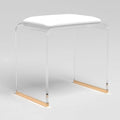 Clear Acrylic Stool with Velvet Cushion, Modern Padded Vanity Dressing Stool, Small Entryway Bench for Bedroom Room Living Room Office, No Assembly Required(H45cm/17.7in, Clear+White)