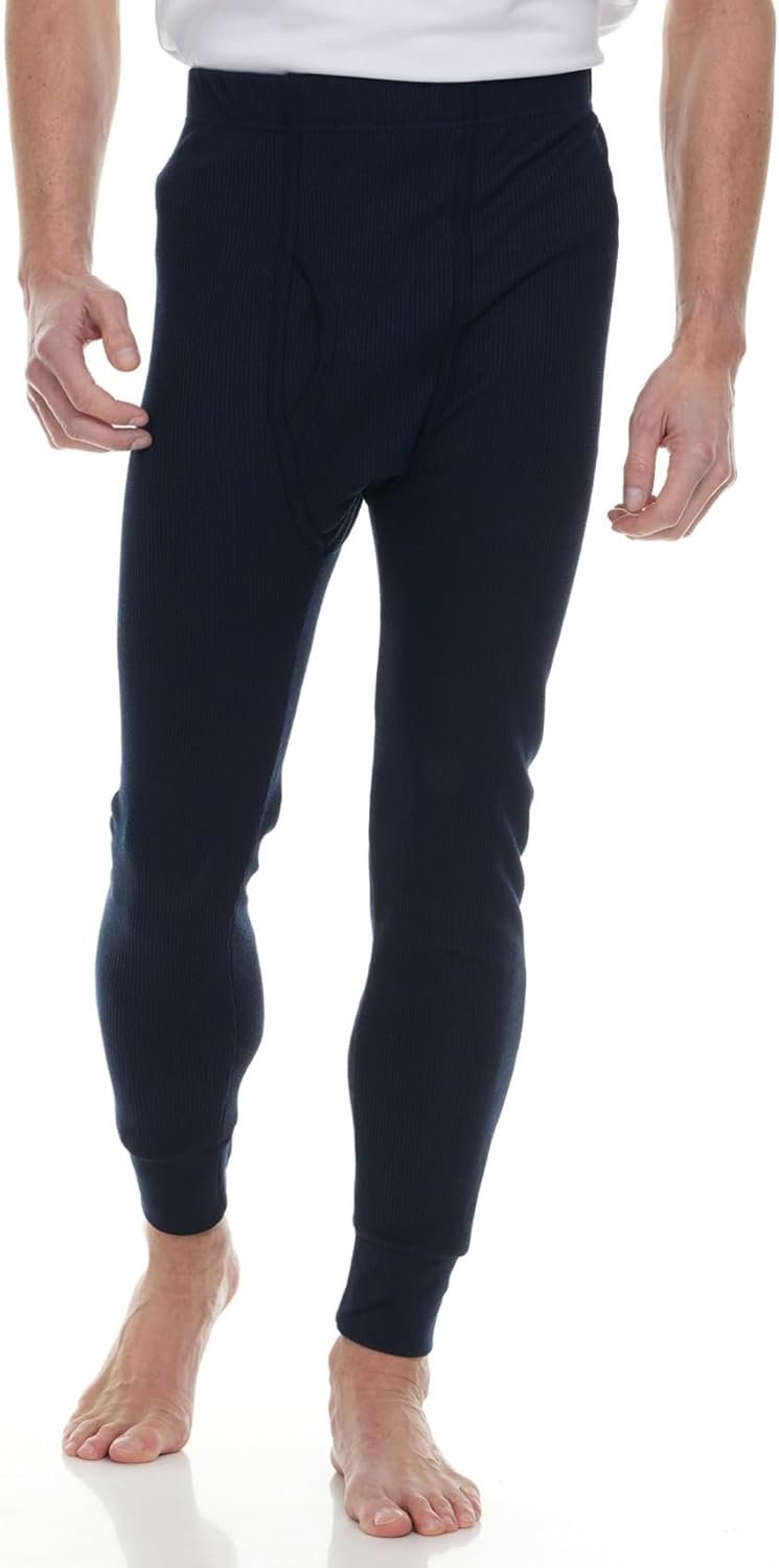 6 Pack of 2pc Thermal Sets for Men, Base Layer Long Johns Underwear, Top & Bottom, Cotton, Solid Colors