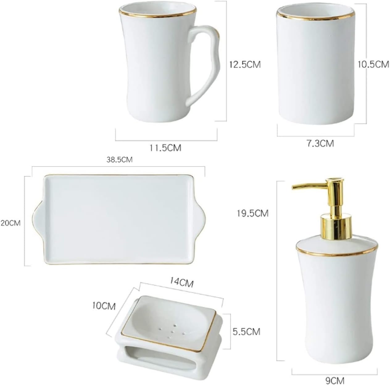 Vanity Bathroom Decor, Bathroom Accessories Set Ceramic Housewares European Style Bath Set Creative Bath Ornament for Gift Housewarming Gift(5pcs)