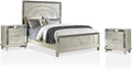 Furniture of America FOA Suie Glam 3-Piece Gold Champagne Wood Bedroom Set - King + 2 Nightstands