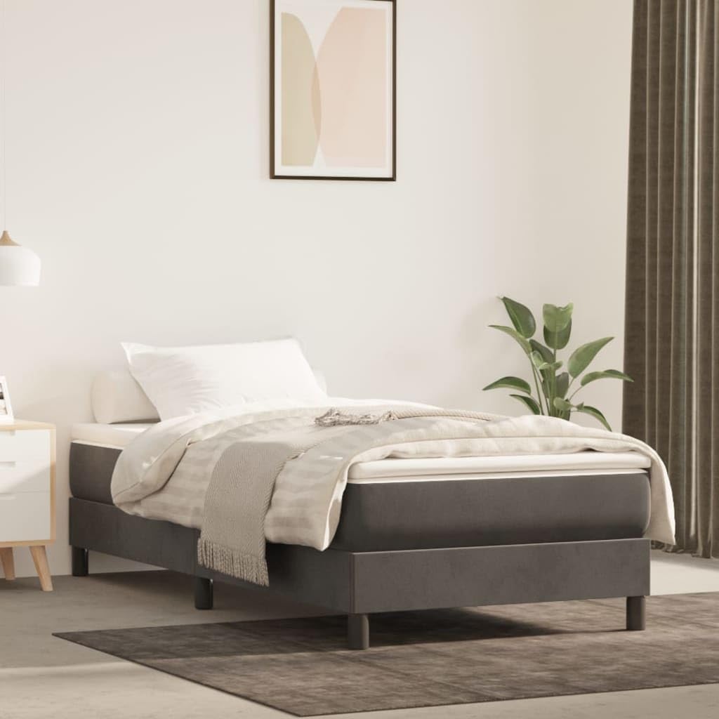 Dark Gray Velvet Twin Bed Frame with Engineered Wood Support and Plywood Structure, 100% Polyester Upholstery for Modern Bedroom Decor, Durable and Space-Saving Design