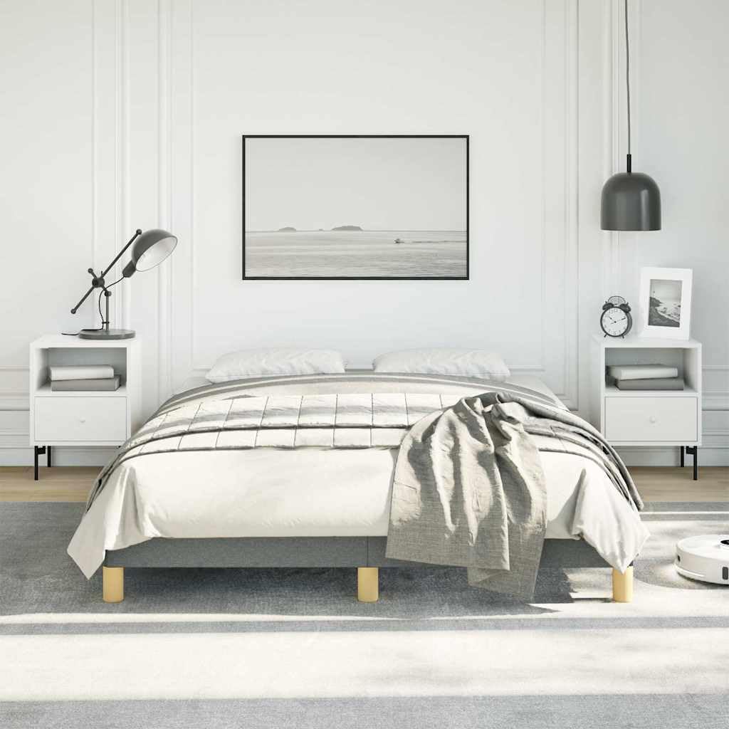 Full Upholstered Bed Frame Dark Gray Polyester Fabric Engineered Wood Modern Platform Bed with Sturdy Plywood Support 4 Pieces Set for Bedroom