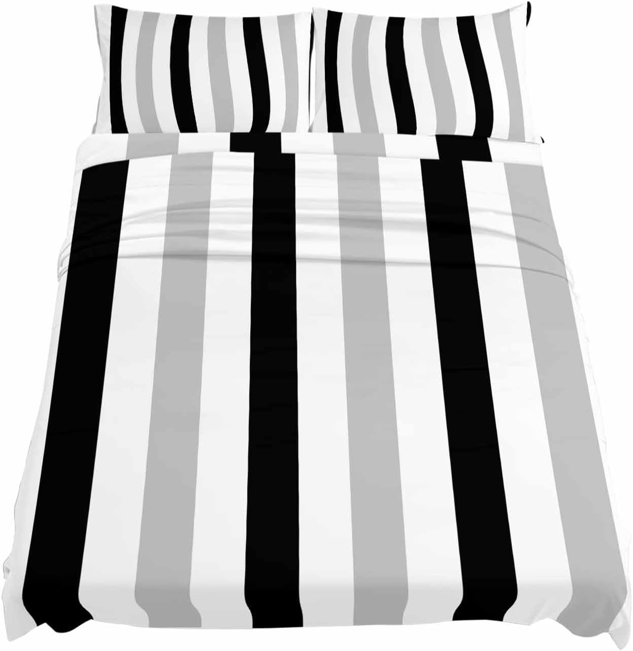 Black Grey Stripes King Sheet Set 4 Piece Bedding - White Striped Vertical Modern Geometric Breathable Comfy Cooling Bed Sheets & Pillowcase Sets,Hotel Luxury Flat Sheets Deep Pockets Fitted Sheet