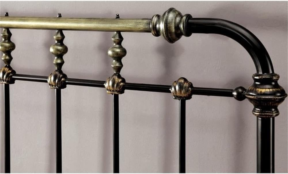 BOWERY HILL King Size Spindle Bed with Headboard and Footboard, Platform in Metal, in Black, Easy Assembly, Up to 600 lbs Weight Capacity