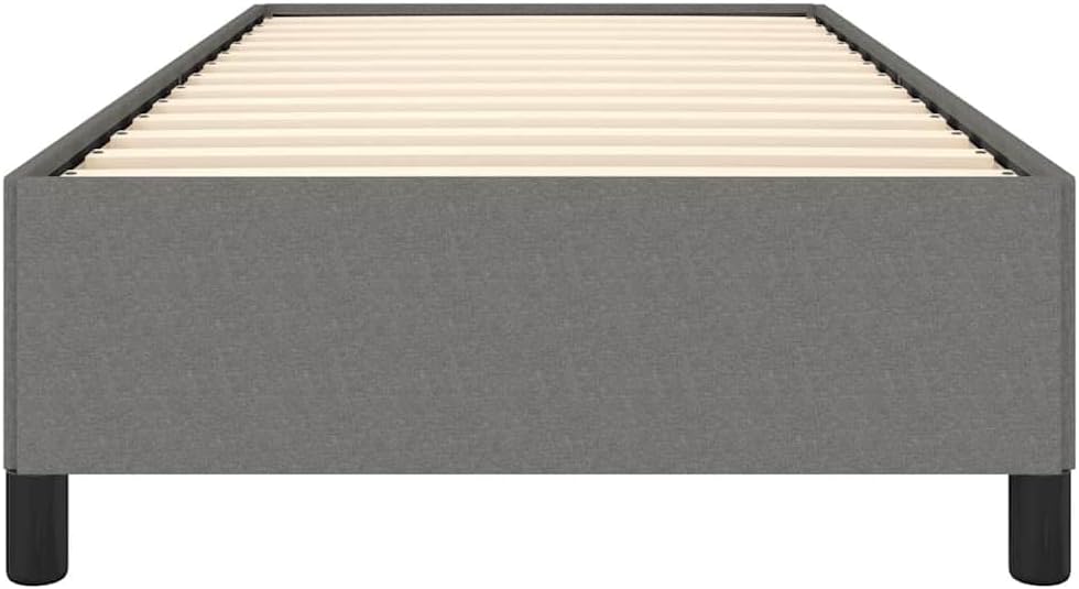Dark Gray Twin Bed Frame with Polyester Upholstery and Plywood Construction for Modern Bedroom, 1 Piece, Engineered Wood Support Structure, Durable Sleek Design, Easy