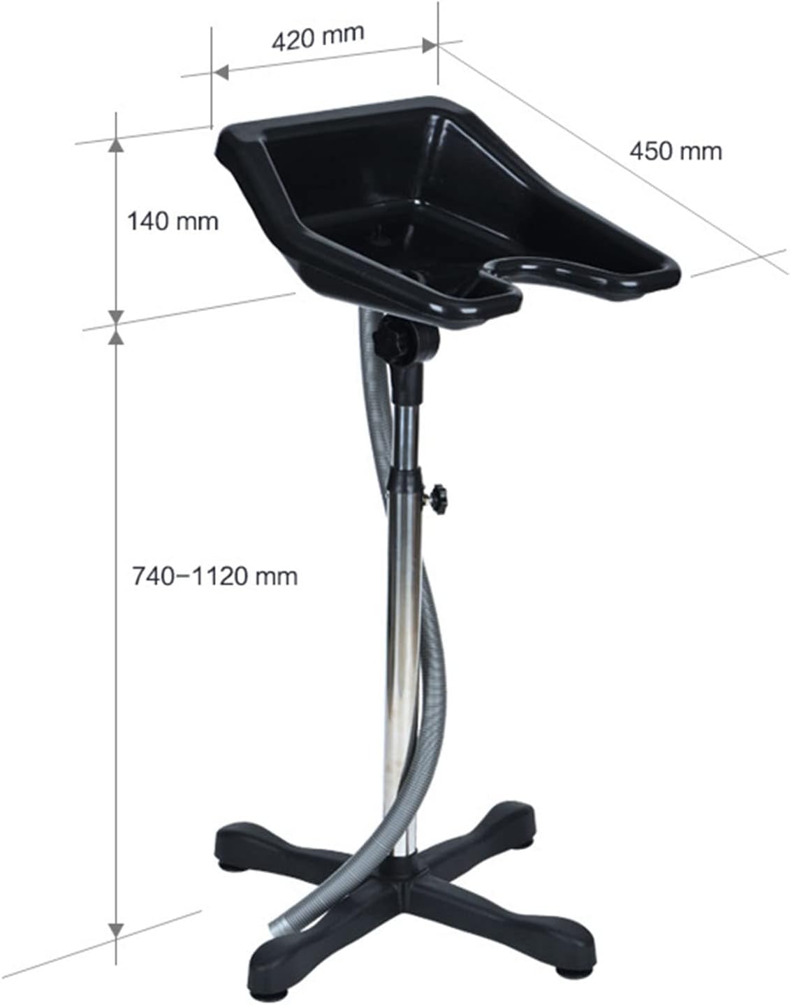 Height-Adjustable Portable Salon Basin Shampoo Sink, Portable Floor-Standing Mobile Barbershop Shampoo Basin Comfortable Shampoo Bowl, Hair Washing Tray with Drain Hose, for Elderly/Disabled