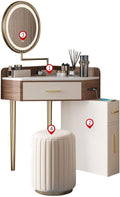Vanity Benches Vanity Table Set with 3 Color Touch Screen Dimming Mirror,Makeup Dressing Table with 3 Drawers and Cushioned Stool,Dresser Desk (Color : B)