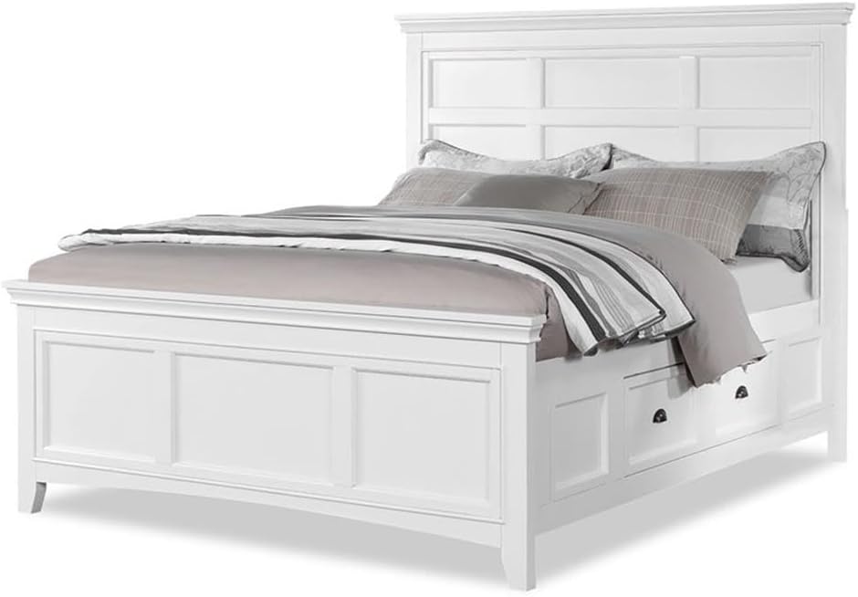 Furniture of America Ender 3pc White Wood Bedroom Set - King + 2 Nightstands