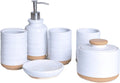 Vanity Bathroom Decor, Soap Dispenser Bottle White Ceramic Bathroom Accessories Set 4/5/6 Piece European Style Wash Set Housewarming Gift(B)