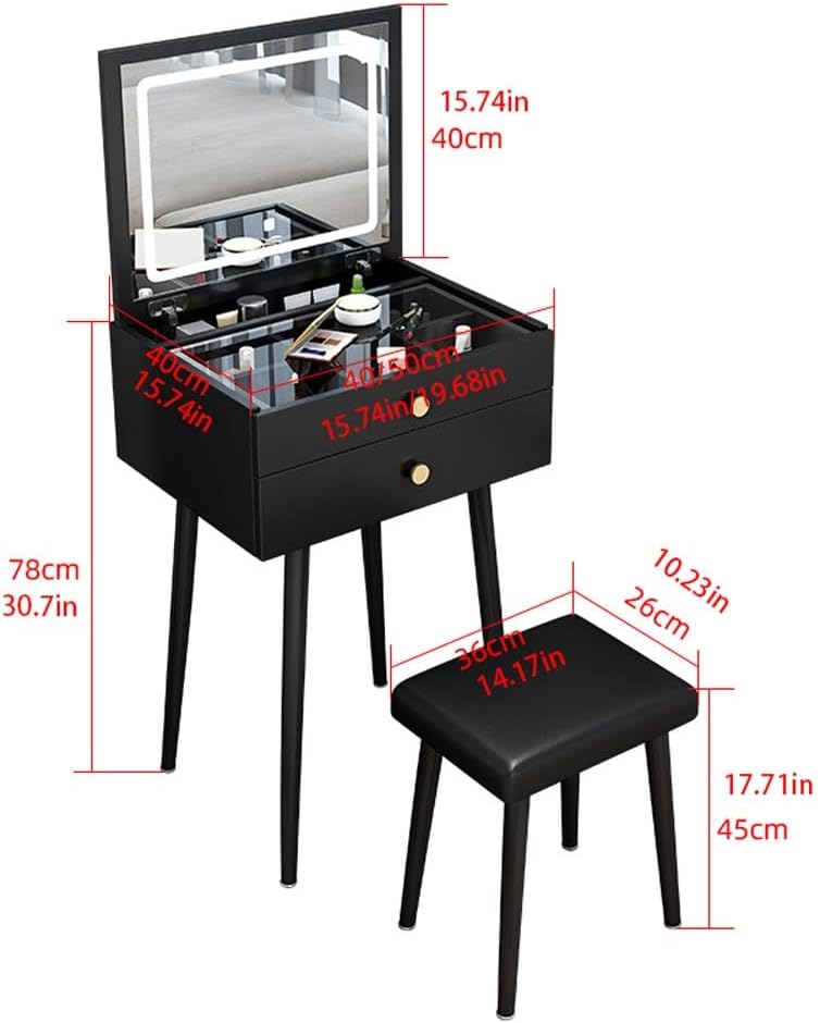 Vanity Benches Vanity Table Set Flip Dresser Modern Minimalist Small Dresser for Bedroom Ladies Fashion Dresser Dresser with Drawers (Color : A, Size : L50cm)