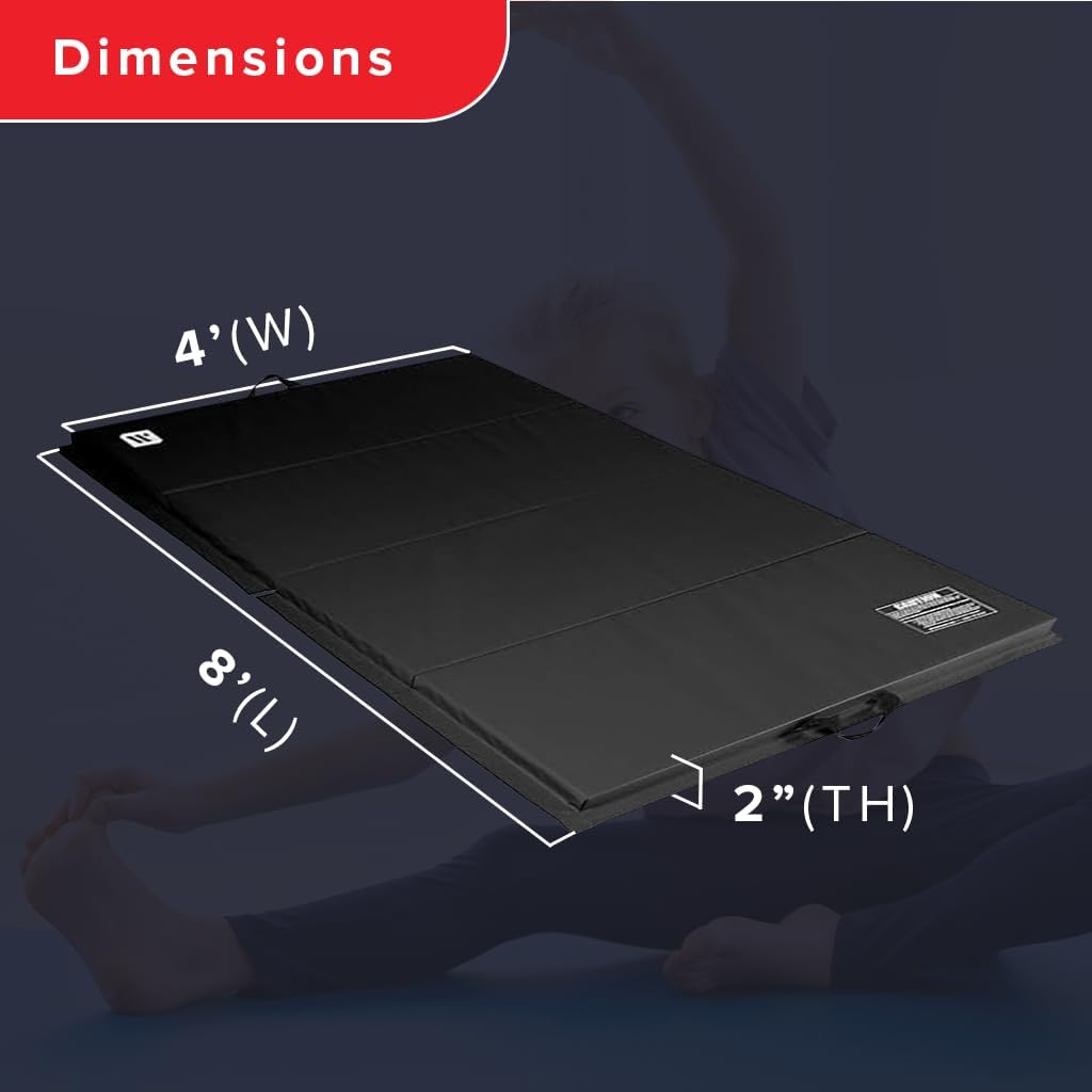 We Sell Mats - 4 ft x 8 ft x 2 in Premium Personal Fitness & Exercise Mat for Home Workout - Lightweight and Folds for Carrying – All Purpose Home Gym Mat – Thick Mat for Yoga, Pilates, Stretches
